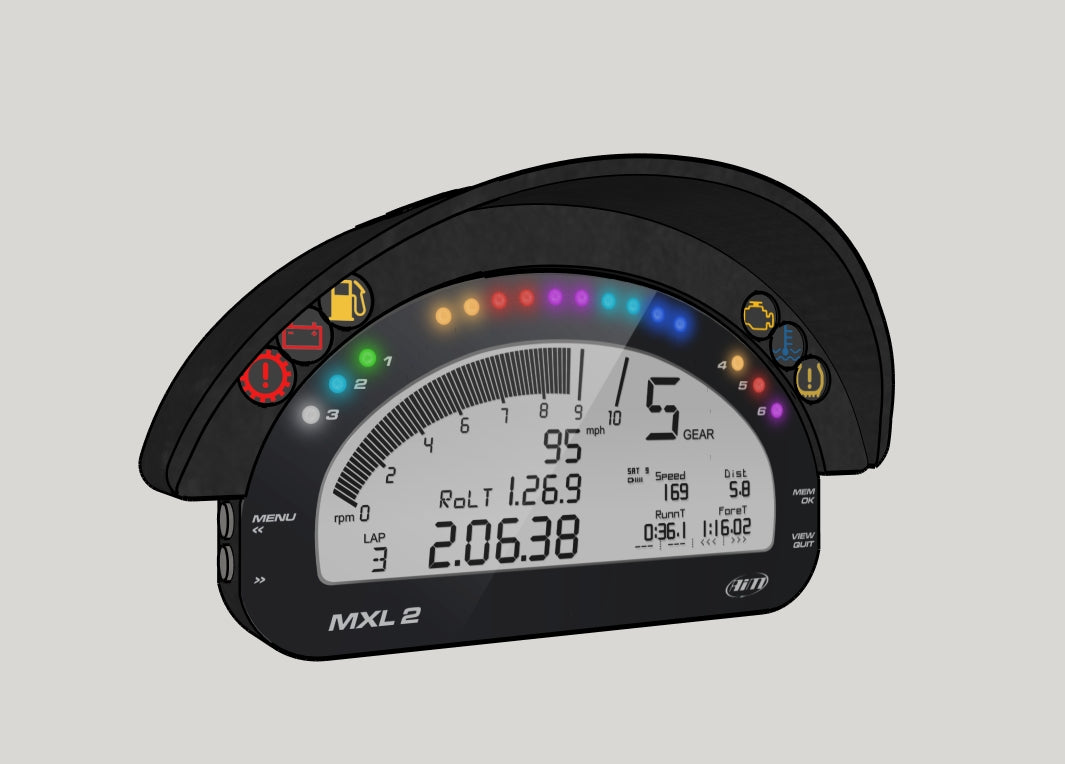 AiM MXL2 Gauge hood with warning symbols 